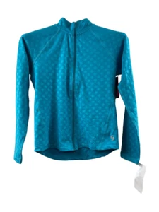 Soffe Youth Girl Caribbean Sea Full Zip Knit Rash Guard Cyan-Medium (8-10) - Picture 1 of 7