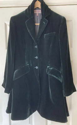 FANTÁSTICO VINTAGE ROMEO GIGLI DK. VESTIDO SEDA TERCIOPELO VERDE TALLA. M Foto 1 de 4