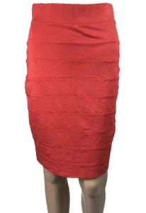 KATIES Skirt Knee Length Straight Pencil Bandage Elastic Waist Coral Size 8 - Picture 1 of 8