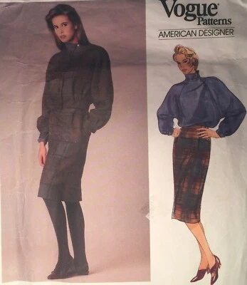 NEW/VINTAGE 1985 VOGUE BLOUSE & SKIRT SEWING PATTERN 1624 SIZE 10 - Image 1 of 3