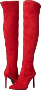RTLS $179 NINE WEST TACY2 OVER THE  KNEE HIGH WOMENS RED SEXY BOOTS  SZ 10 - Picture 1 of 7