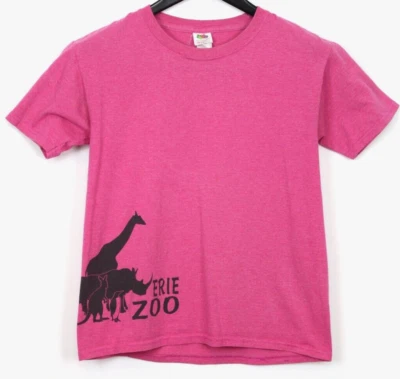 FRUIT OF THE LOOM Girl's T Shirt Size Youth L Short Sleeve Erie Zoo Pink - Image 1 of 4