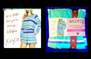 WILDFOX Sweatshirt & Short SET LOUNGE WEAR /PAJAMAS Super Soft SIZE XL (18-20) - Picture 1 of 12