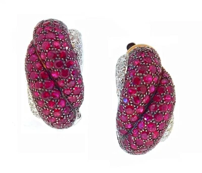 CHOPARD High Jewellery Red Carpet collection 11 Ct. Burma Ruby Diamond Earrings - Image 1 of 4