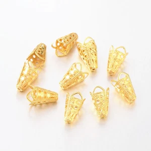 50pz coppette copriperla cono 16x10mm colore oro bigiotteria - Foto 1 di 1