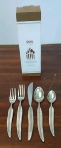 Pottery Barn Quill Feather 5 PC Place Setting Flatware with Box - Picture 1 of 6
