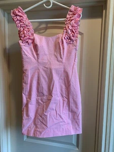 Lilly Pulitzer Devina Dress Sz 00, Pink Cosmo Yard Dyed Stripe Seersucker - Picture 1 of 5