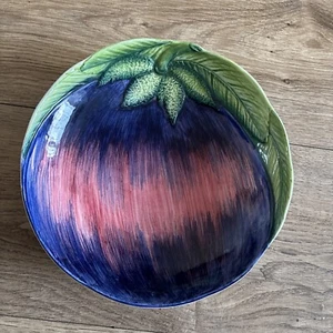 Cuenco de 9 pulgadas de ciruela azul Vietri Bel Orto hecho en Italia cerámica pintada a mano 7890 - Imagen 1 de 4
