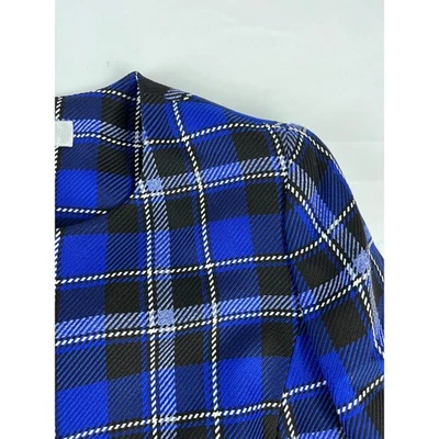 Kasper Women's 14P Petite Royal Multi Plaid Open Front Jacket Blazer - Image 1 of 4