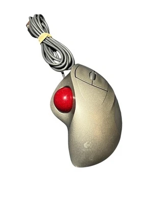 Logitech TrackMan Wheel Mouse Track Man Red Marble USB T-BB18 - Image 1 of 2