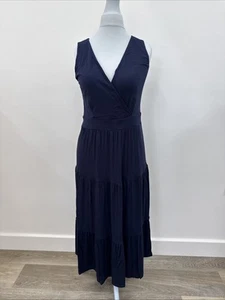 Boden Navy Sleeveless Wrap Front Midi Dress 12 Petite - Picture 1 of 8
