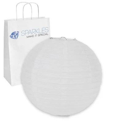 12 pcs 8" inch Chinese Paper Lantern - White - Wedding Party Event Decoratio ds - Image 1 of 4