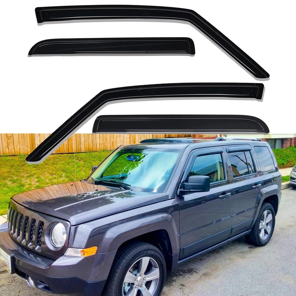 For 2007-2017 Jeep Patriot Tape-on Window Visors Sun Rain Wind Guards Vent Shade Foto 1 de 4