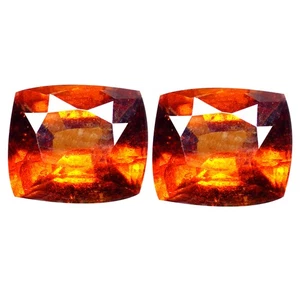 Par a juego de 2,97 quilates (2 piezas) (7 x 6 mm) granate hessionita rojo anaranjado gema suelta - Imagen 1 de 7