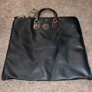 Mulholland Brothers Black Pebbled Leather Travel Suit Cover/Garment Bag - Bild 1 von 5