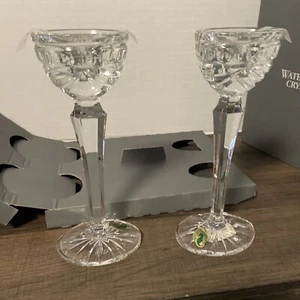Pair Waterford Crystal Conefoot Overture Candlesticks, 8", EUC - Picture 1 of 11