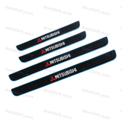 Blue/Black Rubber Car Door Scuff Sill Cover Panel Step Protector For Mitsubishi - Image 1 of 4