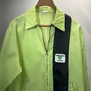 Vintage Jacket Land O Lakes Felco Neon Green Black Stripe Mens Large - Picture 1 of 10