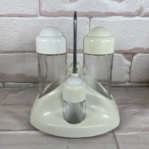 Vintage Biesse Caddy Salt Pepper Oil Vinegar Plastic And Glass MCM  !!!READ!!! - Picture 1 of 12