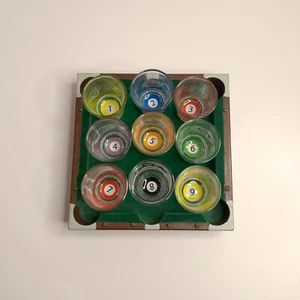 Vintage Shot Glasses Pool Ball Table Barware Game Room Billiards READ - Picture 1 of 11