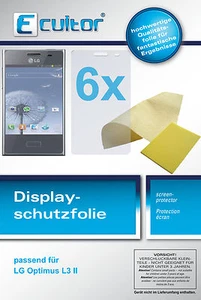 6x Pantalla para Ecultor LG Optimus L3 II / 2 Protector de transparente - Imagen 1 de 4