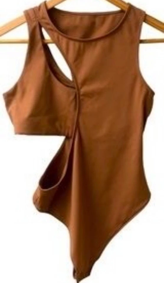 Body Le Ore Bandier recorte asimétrico topacio tostado XS NUEVO SIN ETIQUETAS Foto 1 de 1