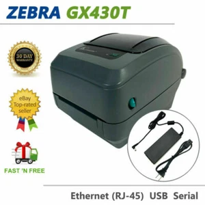 Zebra GX430T Thermal Transfer Barcode Printer 300 dpi USB LAN GX43-102570-000 - Afbeelding 1 van 11