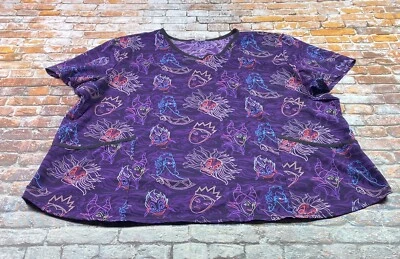 Blusa Médica Disney Villains 3XL Púrpura Maléfica Ursula Chernabog Cruella para Mujer Foto 1 de 4