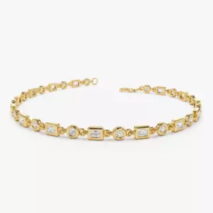 6 Ct Round Cut Simulated Diamond Women's Tennis Bracelet 14K Yellow Gold Plated - Picture 1 of 4