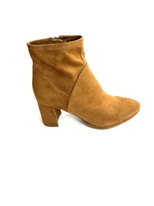 Marc Fisher Dyvine Brown Faux Suede Almond Toe Ankle Heeled Boots Women Size 7.5 - Picture 1 of 15