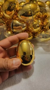 30 Pcs Shiny Golden Metallic Easter Eggs 2.3" in Gold Color for Filling Treats - Picture 1 of 2