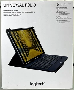 Logitech Universal Wireless Keyboard Folio Cover Case w/ Pencil Holder iPad 2019 - Picture 1 of 5