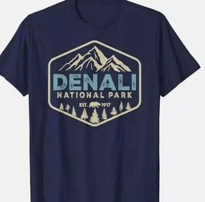 Retro Denali National Park mountains Nature Vintage Hiking T-Shirt - Picture 1 of 5