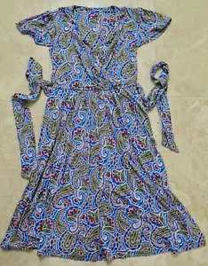 Boden Evangeline Trikot Wickelkleid Paisley Blau Größe Eu 6L Brandneu Probe D44 - Bild 1 von 3