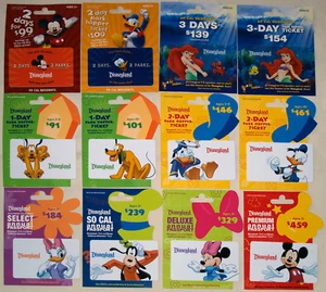 12 Different DISNEYLAND Passport Disney Gift Cards 2011: Ariel, Mickey, Minnie + - Picture 1 of 2