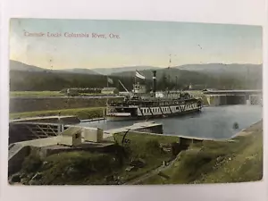 Cascade Locks Columbia River Oregon Antique Postcard Posted In 1908 - Picture 1 of 8