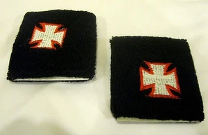 West Coast Choppers Wristbands Sweatbands PAIR-Pair of White Crucifix Bands-New! - Picture 1 of 1