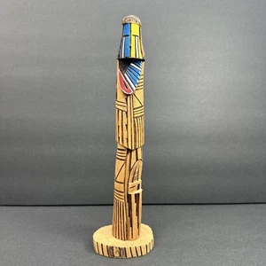 NAVAJO Native American Shalako 11.5” Wood Carved And Painted Statue signed Hemis - Picture 1 of 24