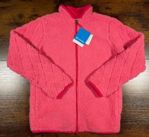 NWT Columbia Youth Girls fleece full zip jacket pink LG 14/16 pockets MSRP $75 - Picture 1 of 12