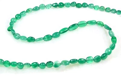 Collar de piedras preciosas ovaladas lisas de ónix verde natural hecho a mano para mujer 18" Foto 1 de 4
