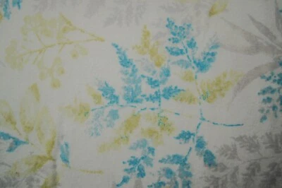 1 Yard  Green Blue Gray Leaves on White   Flannel Fabric 35" X 44" - Image 1 of 3