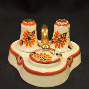 Noritake Gewürzset Salz Pfeffer Marmeladendose handbemalt Art Deco 1918-31 Japan - Bild 1 von 12