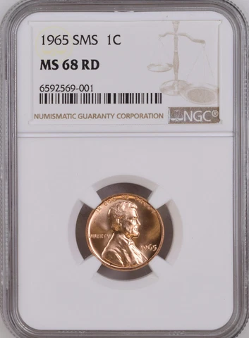 1965 SMS 1C Lincoln Penny MS 68 RD Cover