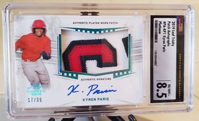 KYREN PARIS 2019 Leaf Game Worn RELIC RPA Rookie Card Auto Angels PSA 8.5 #/35 - Image 1 of 3