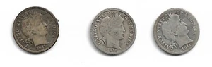 Lot of 3 Barber Dimes : 1911 1911-D 1911-S - Picture 1 of 2