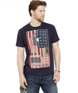 CAMISA NUEVA CON ETIQUETAS RALPH LAUREN DENIM&SUPPLY PARA HOMBRE ICÓNICA BANDERA DE ESTADOS UNIDOS PARCHE ESTAMPADO LOGOTIPO TALLA S - Imagen 1 de 4