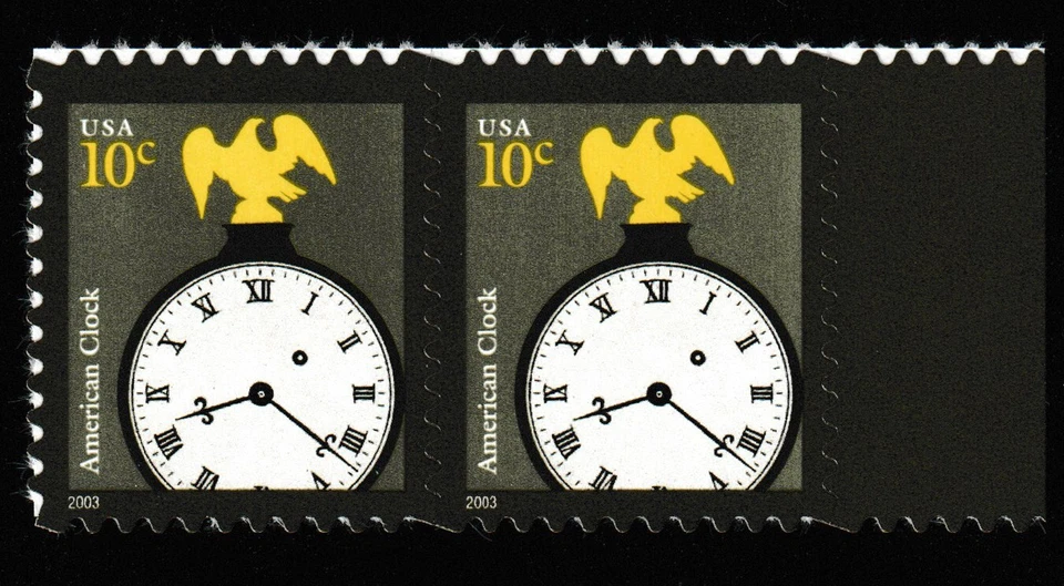 US Scott #3757 2003 10c AMERICAN CLOCK Horizontal Pair, 2 stamps, Mint NH - Image 1 of 1
