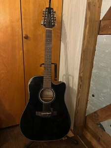 Takamine G series Acoustic-Electric Guitar 12 string, Black with hard shell case - Picture 1 of 4