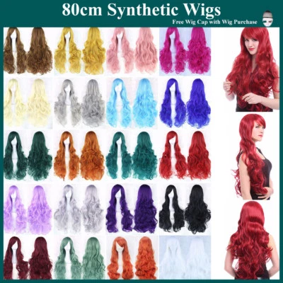 Fashion 80cm Cosplay Costume Long Full Hair Wavy Curly Wig Wigs Women Girls - image 1 of 4