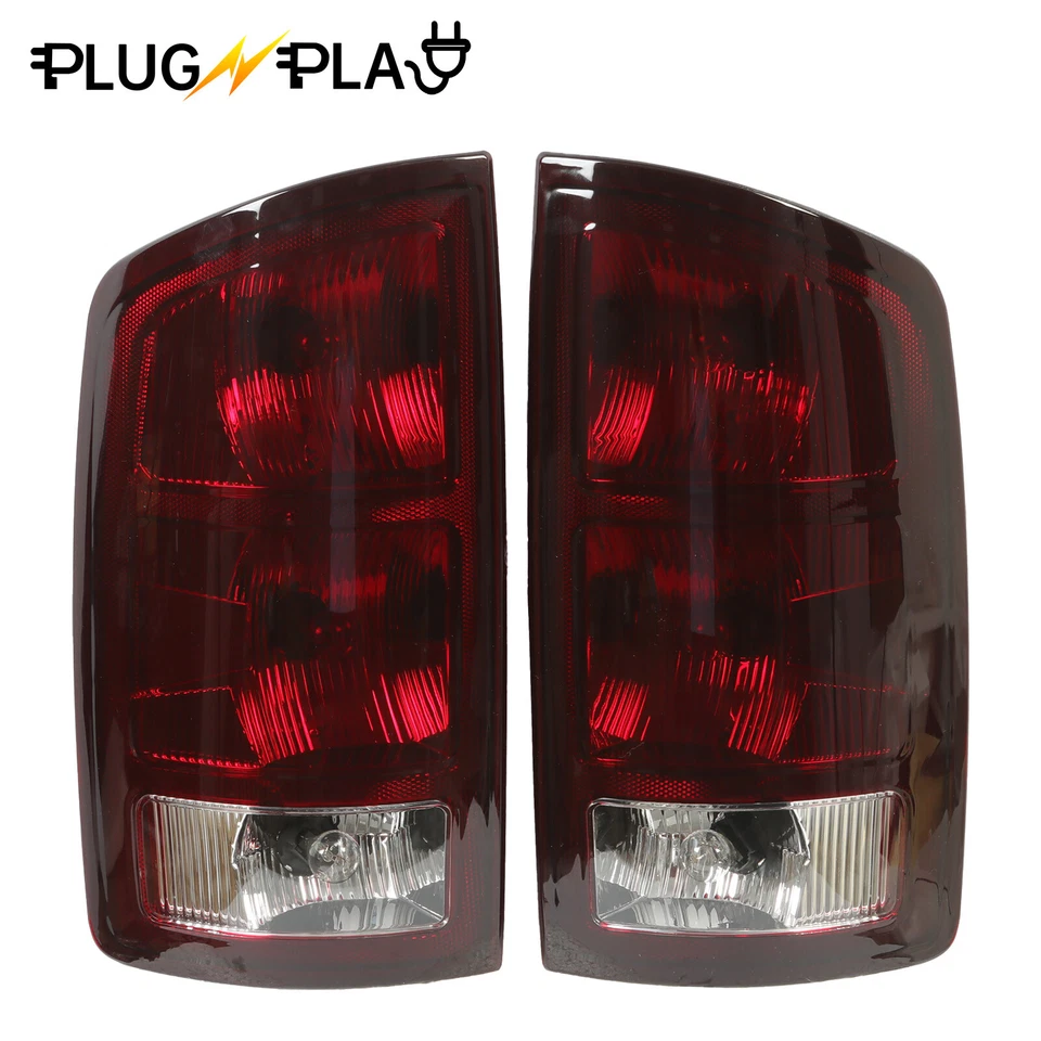 Pair Red Smoked Tail Lights w/Bulbs For 2002-2006 Dodge Ram 1500 03-06 2500 3500 - Image 1 of 4